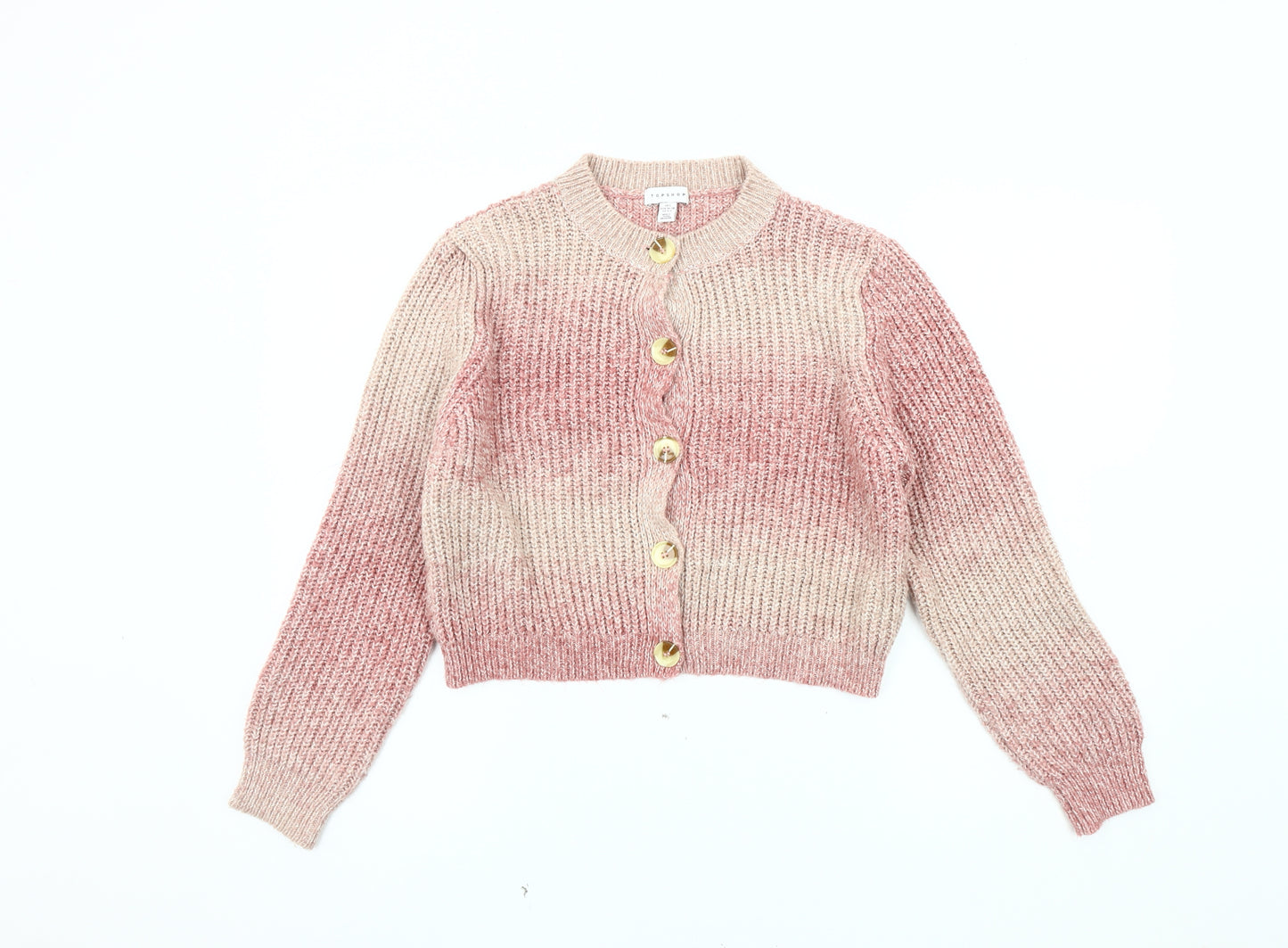 Topshop Women's Pink Cardigan Size S Knit Classic