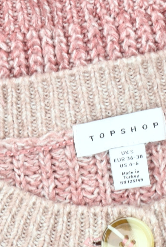 Topshop Women's Pink Cardigan Size S Knit Classic