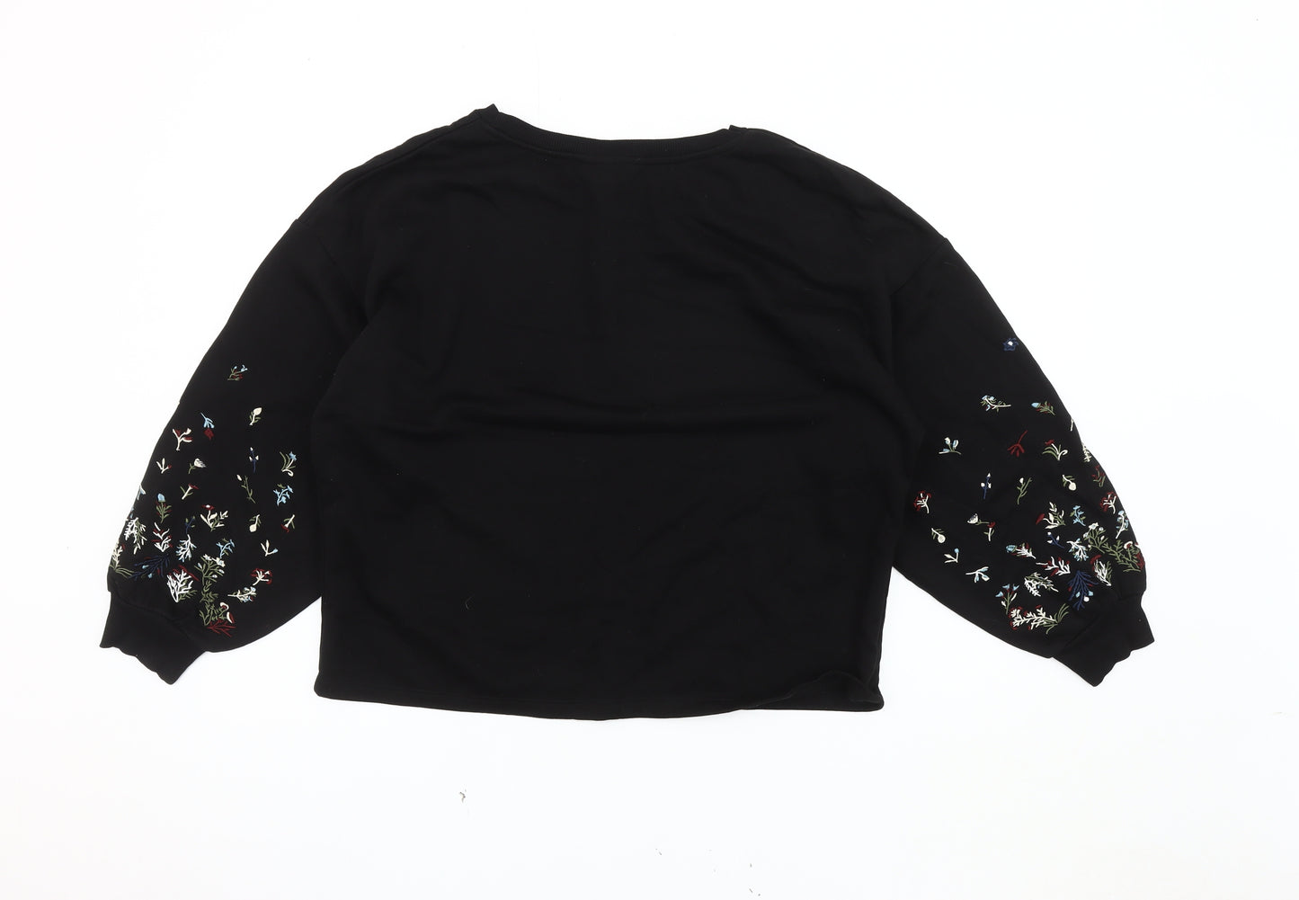 JDY Women's Black Embroidered Pullover Sweatshirt Medium