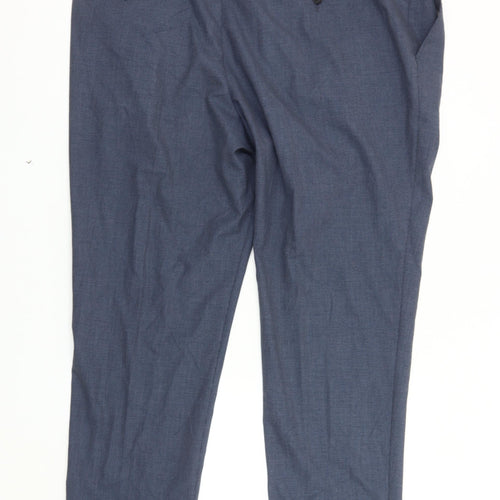 Marks and Spencer Men's Blue Regular Fit Trousers