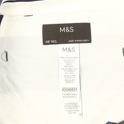 Marks and Spencer Men's Blue Regular Trousers, Size 48