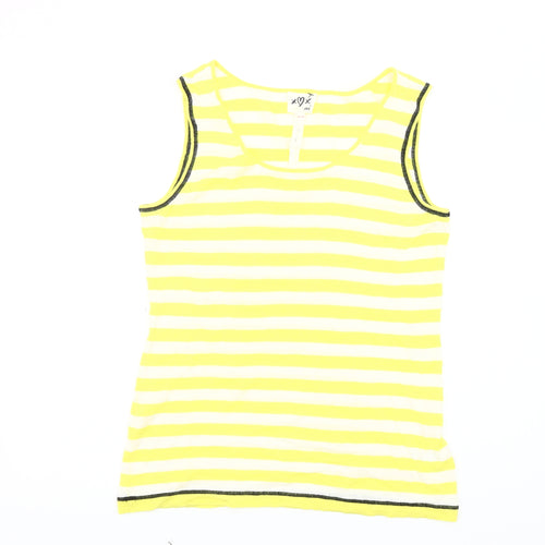 Oui Women's Yellow Striped Sleeveless Tank Size 16