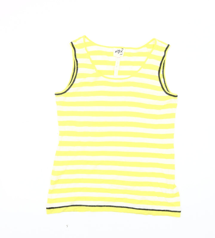 Oui Women's Yellow Striped Sleeveless Tank Size 16
