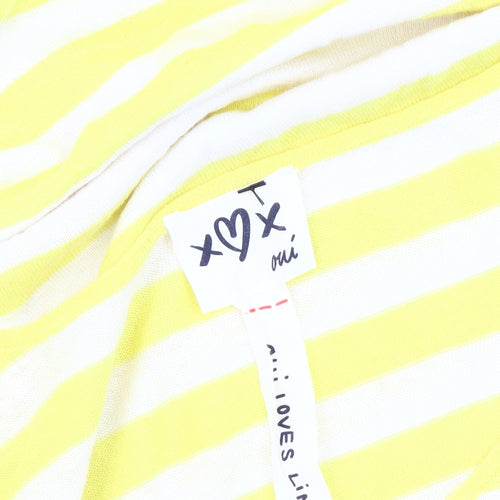 Oui Women's Yellow Striped Sleeveless Tank Size 16