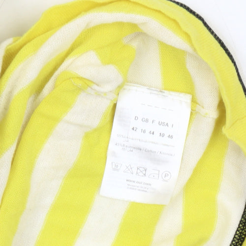 Oui Women's Yellow Striped Sleeveless Tank Size 16
