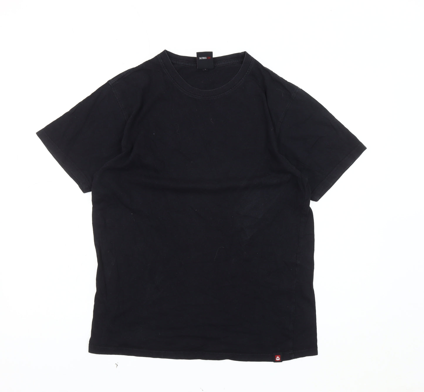 Saltrock Men's Black Crew Neck T-Shirt, Size S, Cotton