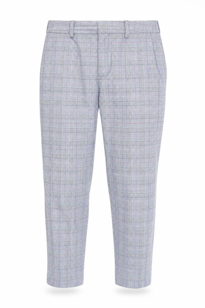 Front view of Massimo Dutti Men's Blue Plaid Trousers M