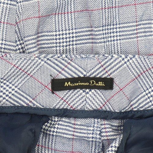 Massimo Dutti Men's Blue Plaid Trousers M