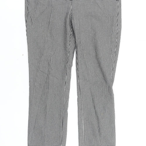 Zara Women's Black Houndstooth Straight Trousers L