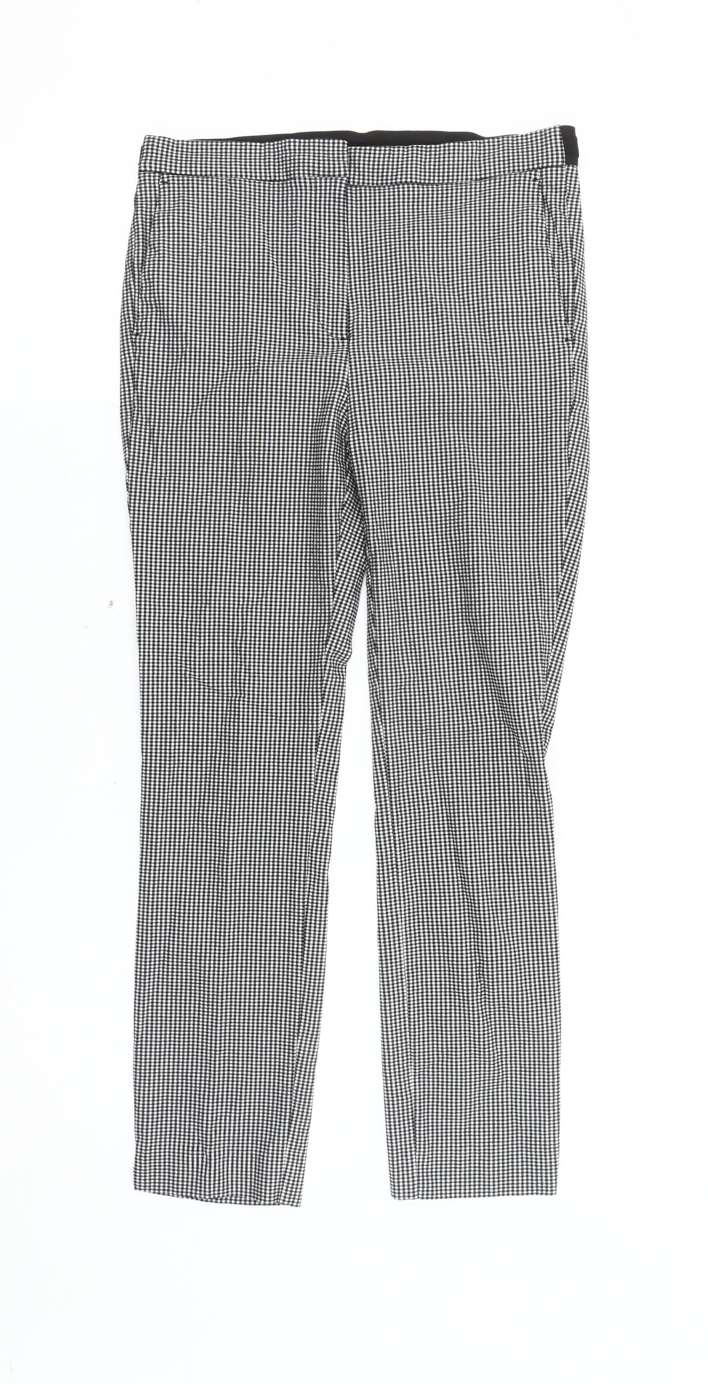 Zara Women's Black Houndstooth Straight Trousers L