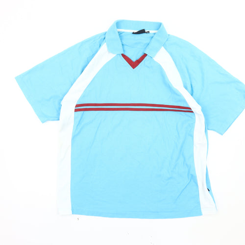WESTSPORT Men's Polo Shirt Blue XL Striped Short Sleeve