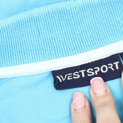 WESTSPORT Men's Polo Shirt Blue XL Striped Short Sleeve