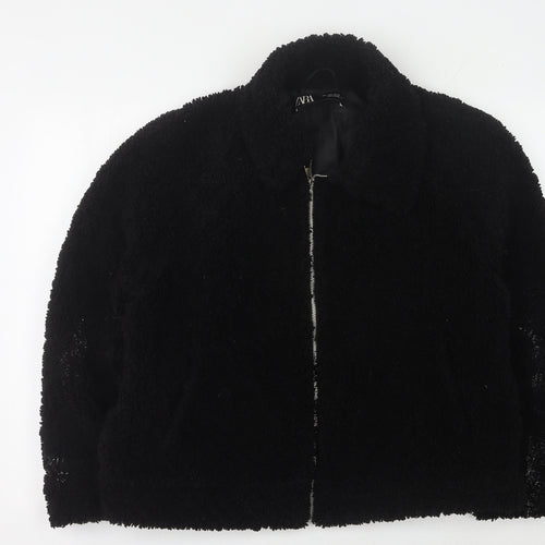 Zara Women's Black Mid-Length Jacket - Size L