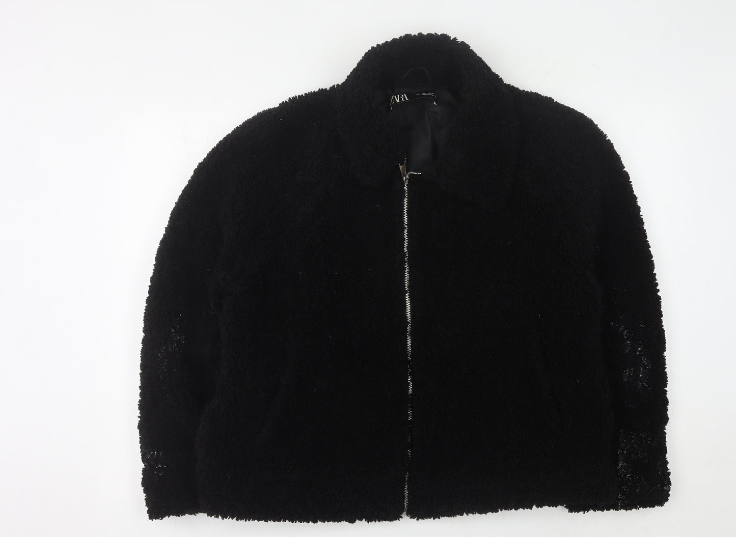 Zara Women's Black Mid-Length Jacket - Size L