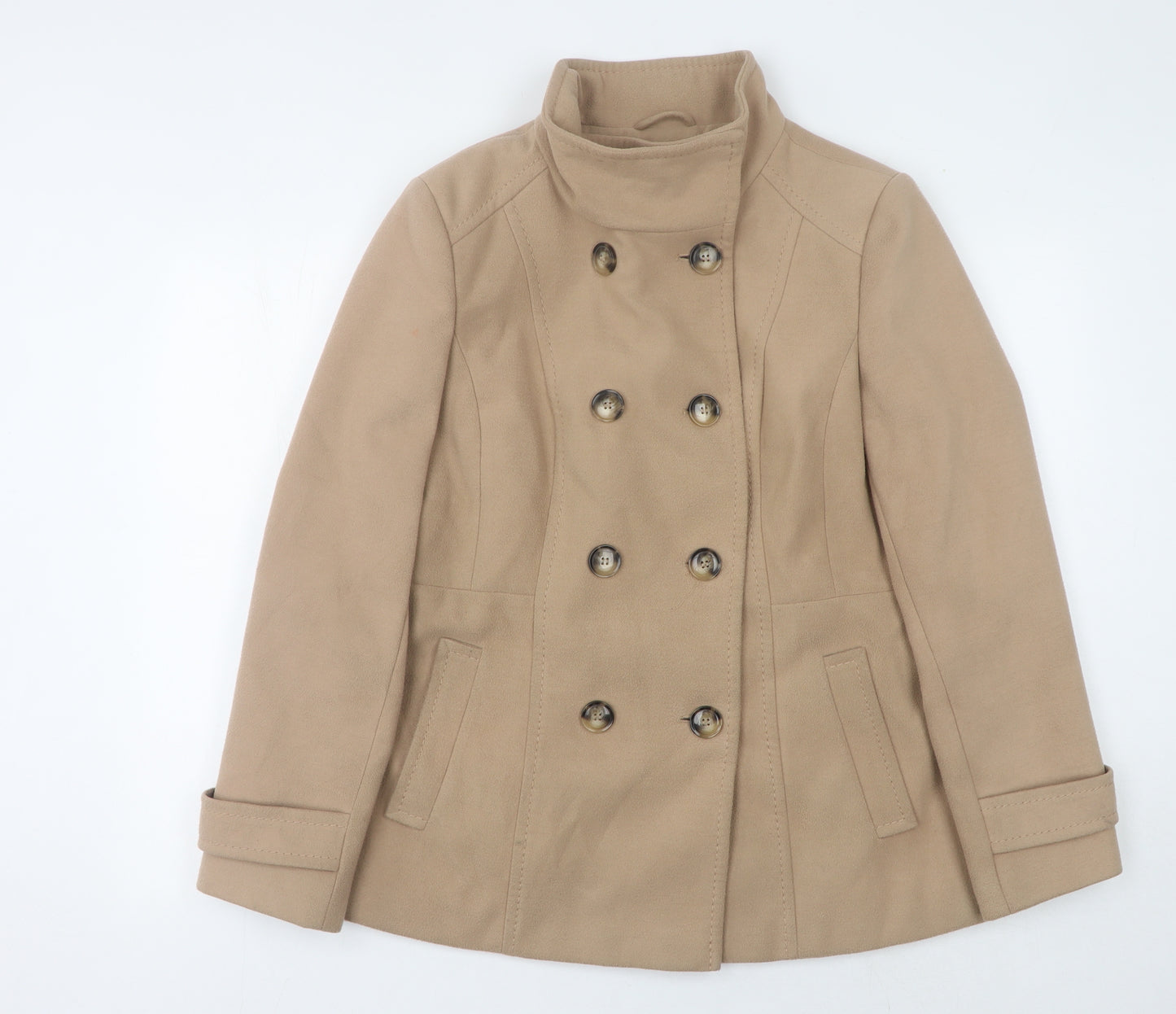 Debenhams Women Beige Pea Coat Size 16 Classic Style