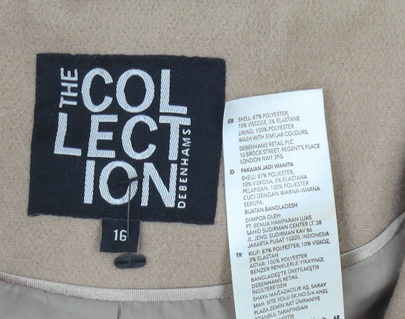 Debenhams Women Beige Pea Coat Size 16 Classic Style