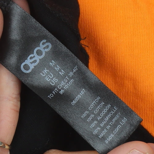 ASOS Men's M Orange Black Long Sleeve T-Shirt
