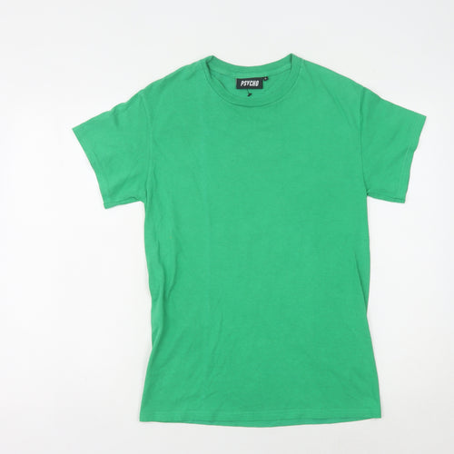 PSYCHO Men's Graphic Green Sport T-Shirt Size S