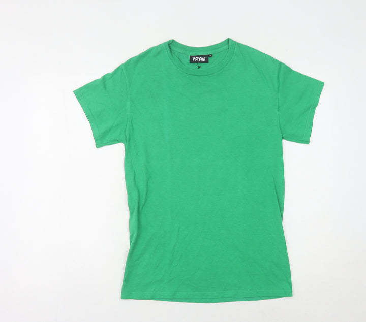 PSYCHO Men's Graphic Green Sport T-Shirt Size S