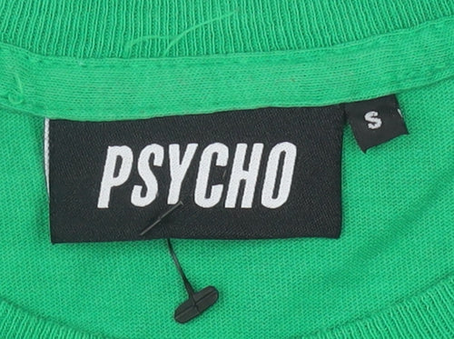 PSYCHO Men's Graphic Green Sport T-Shirt Size S