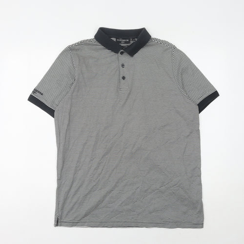 Glenmuir Men's Black Striped Polo Shirt, Size S