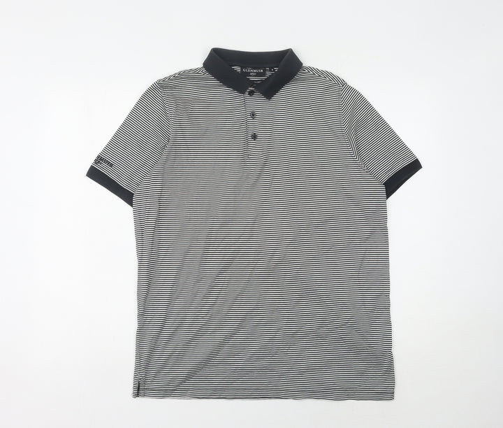 Glenmuir Men's Black Striped Polo Shirt, Size S