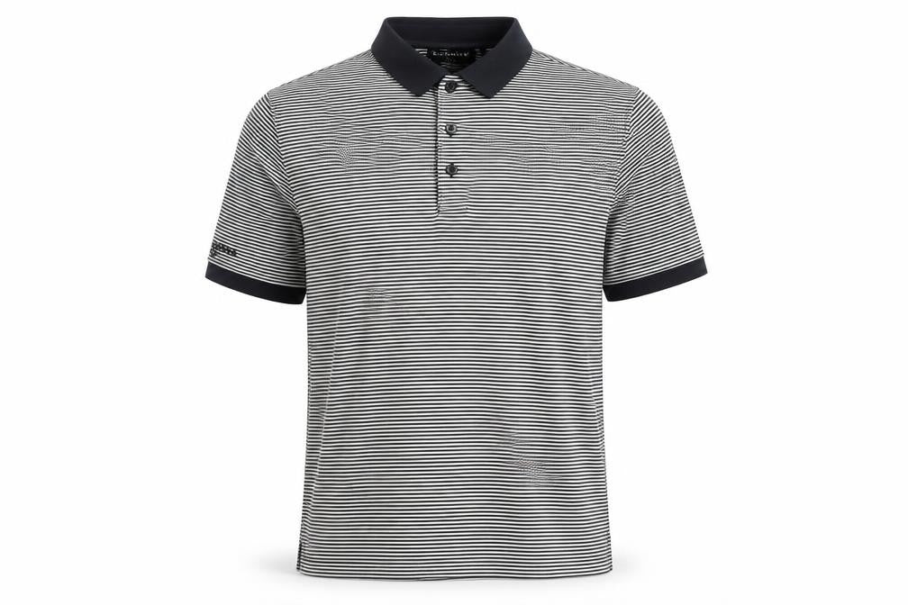 Glenmuir Men's Black Striped Polo Shirt, Size S