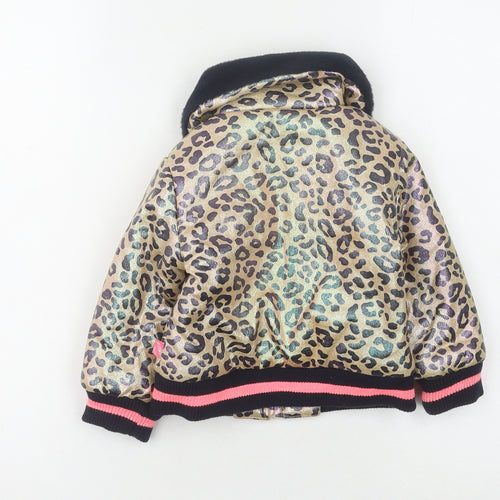 Billieblush Girls Golden Bomber Jacket, 2 Years, Animal Print