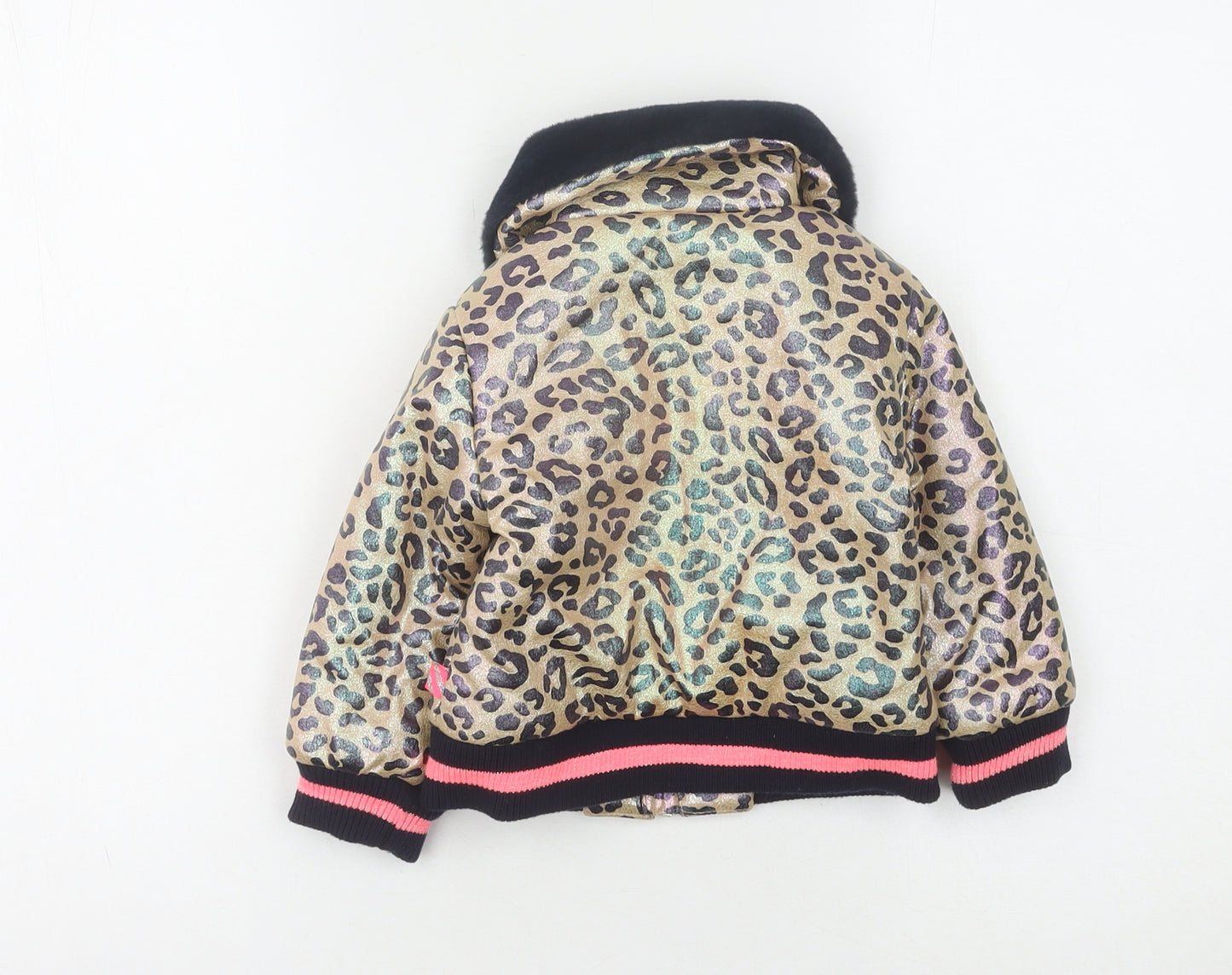 Billieblush Girls Golden Bomber Jacket, 2 Years, Animal Print