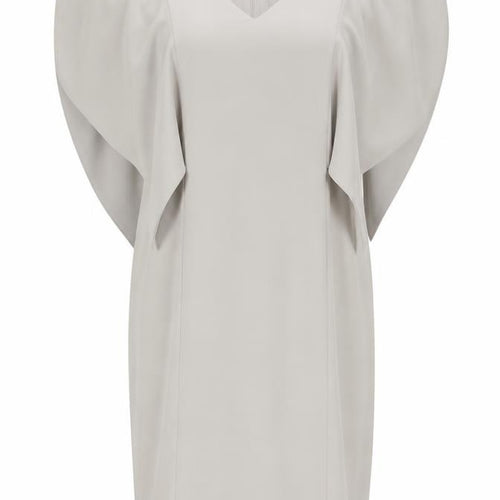 St. John Women's Grey Dress, Size 10, V-Neck, Elegant