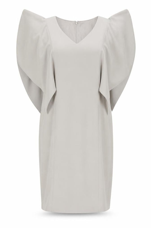 St. John Women's Grey Dress, Size 10, V-Neck, Elegant