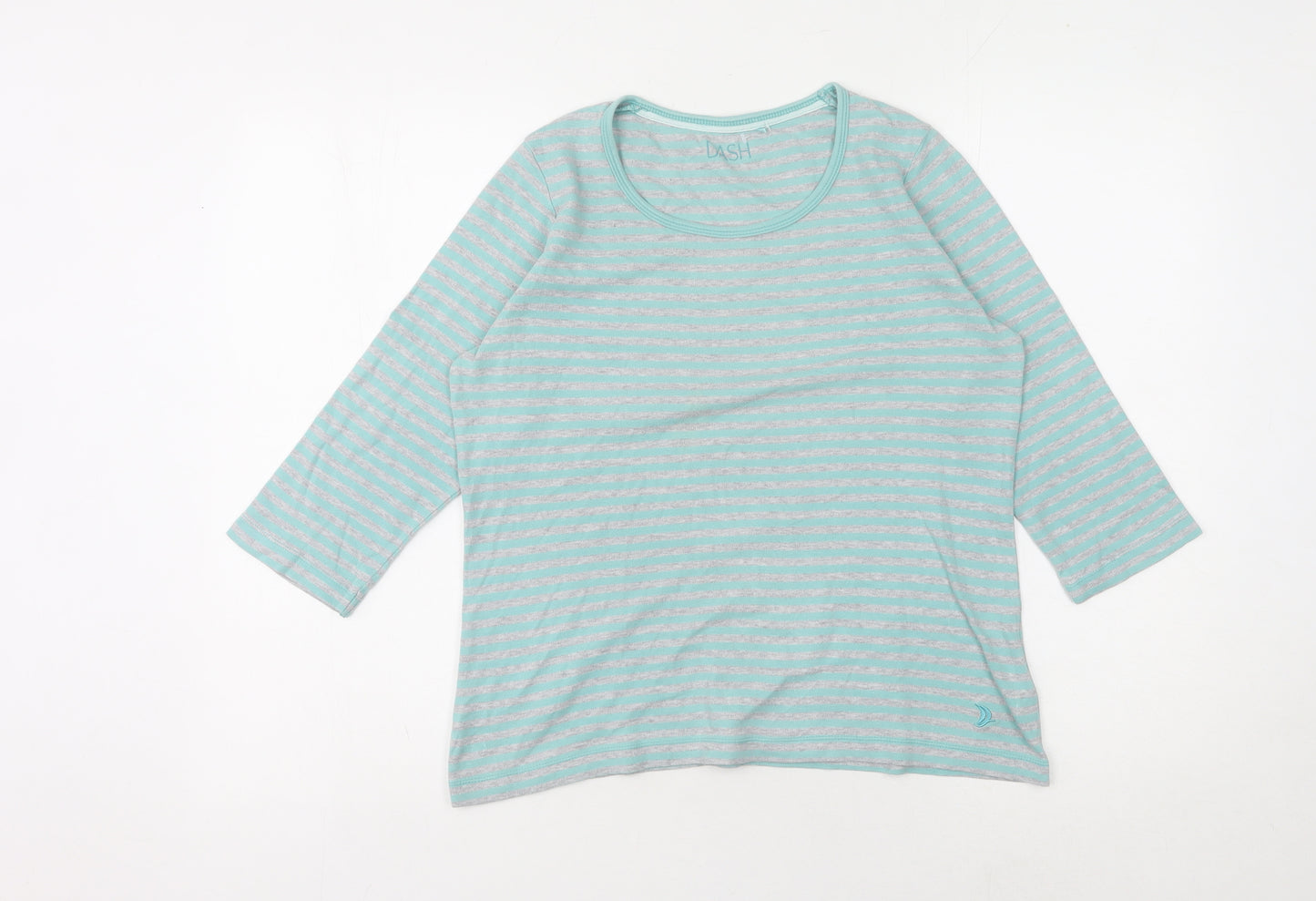Dash Women’s Blue Striped 3/4 Sleeve T-Shirt Size 12