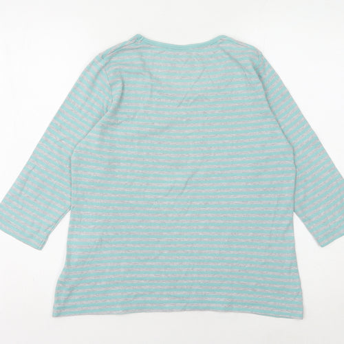 Dash Women’s Blue Striped 3/4 Sleeve T-Shirt Size 12