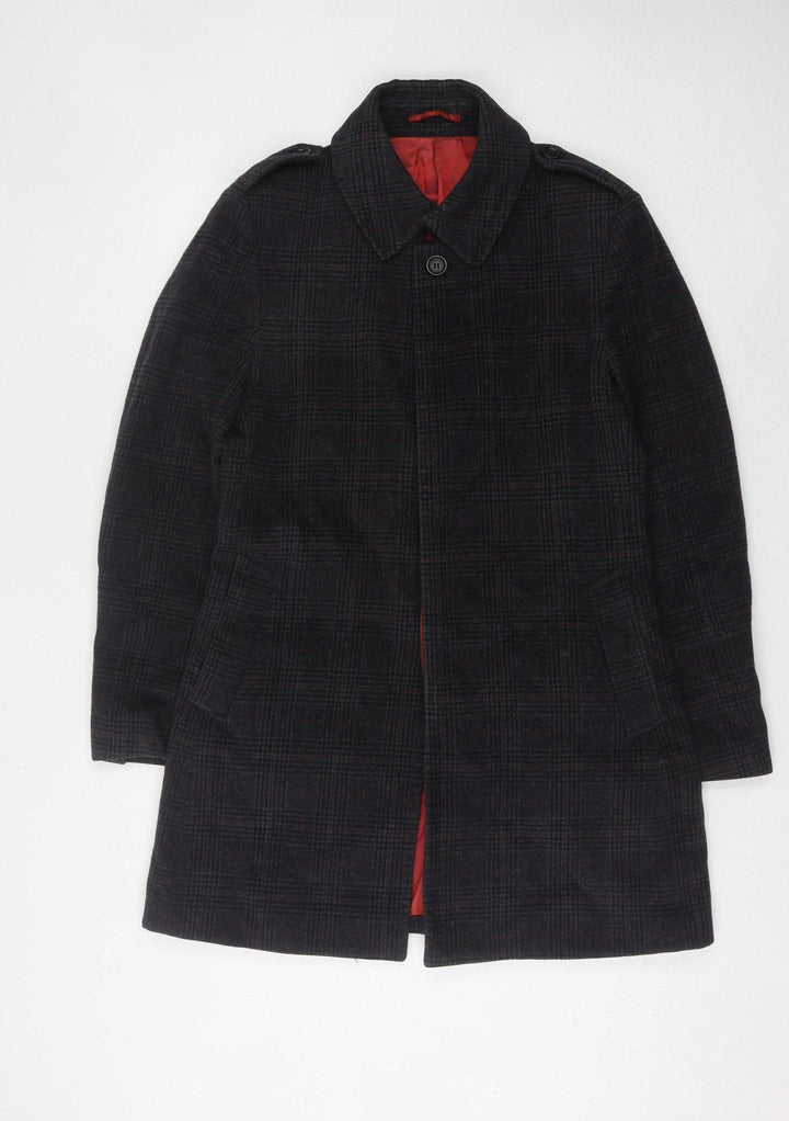 Holland Esquire Women's Black Check Wool Overcoat M