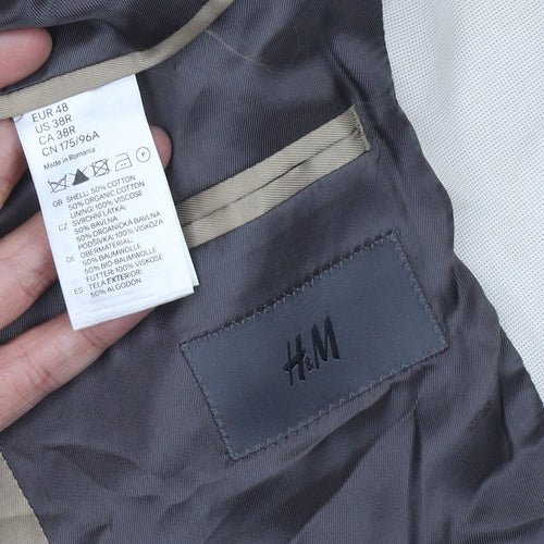 H&M Men's Beige Blazer Size 38R Single-Breasted