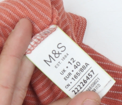 Marks and Spencer Women's Red Striped Top, Size 12