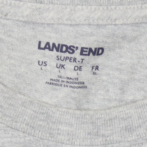 Lands' End Men's Grey Crew Neck T-Shirt L