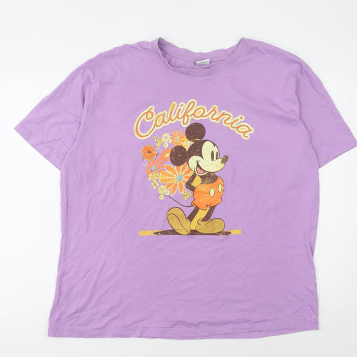 Disney Women's Purple T-Shirt - Size 16, Mickey Mouse