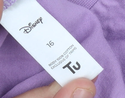 Disney Women's Purple T-Shirt - Size 16, Mickey Mouse