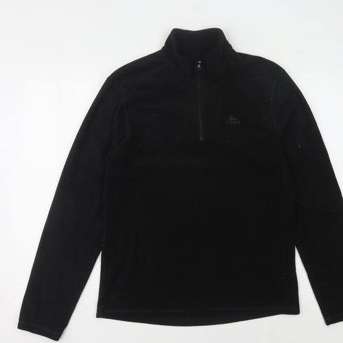 Men's Black Fleece High Neck Zip Medium Top