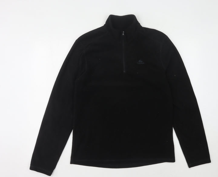 Men's Black Fleece High Neck Zip Medium Top