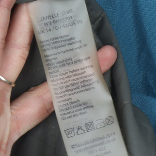 Seasalt Women's Blue Parka Coat Size 14 Winter Casual