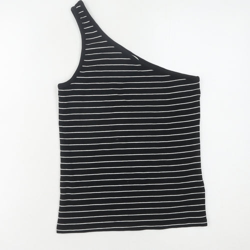 Marks and Spencer Women's Black Striped One Shoulder Tank