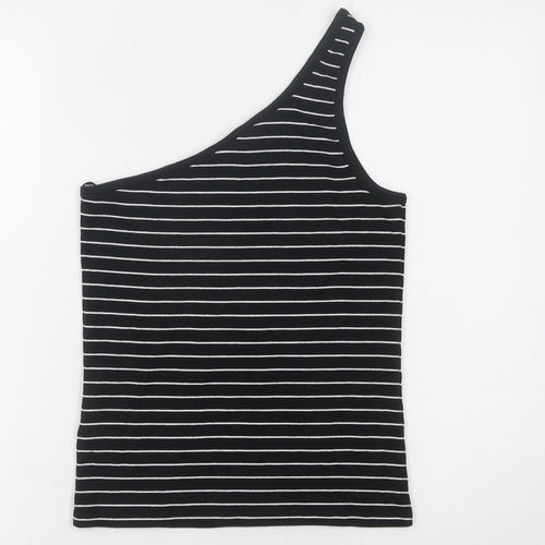 Marks and Spencer Women's Black Striped One Shoulder Tank