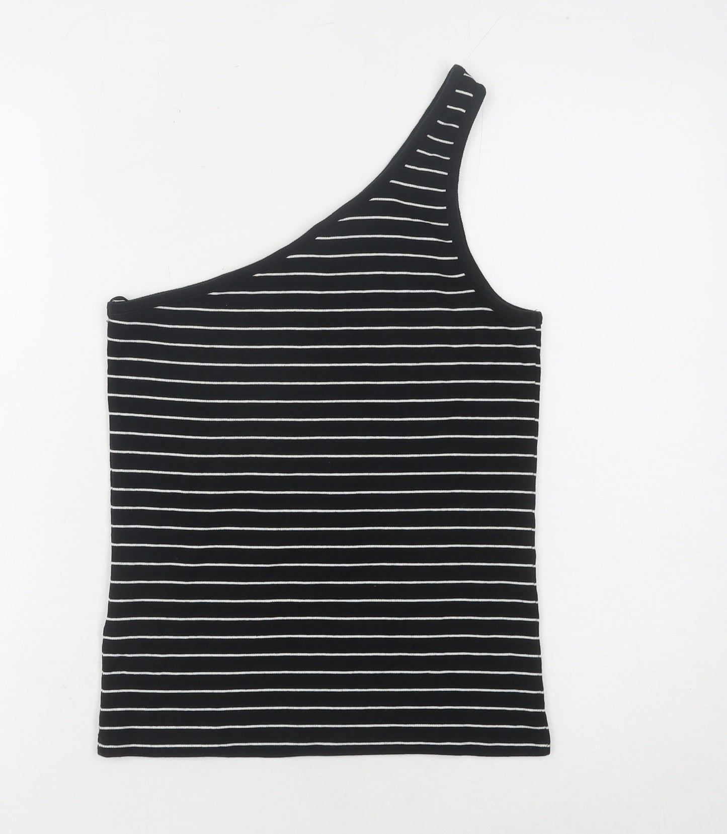 Marks and Spencer Women's Black Striped One Shoulder Tank