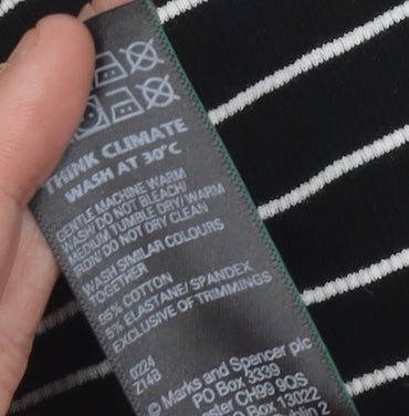 Marks and Spencer Women's Black Striped One Shoulder Tank