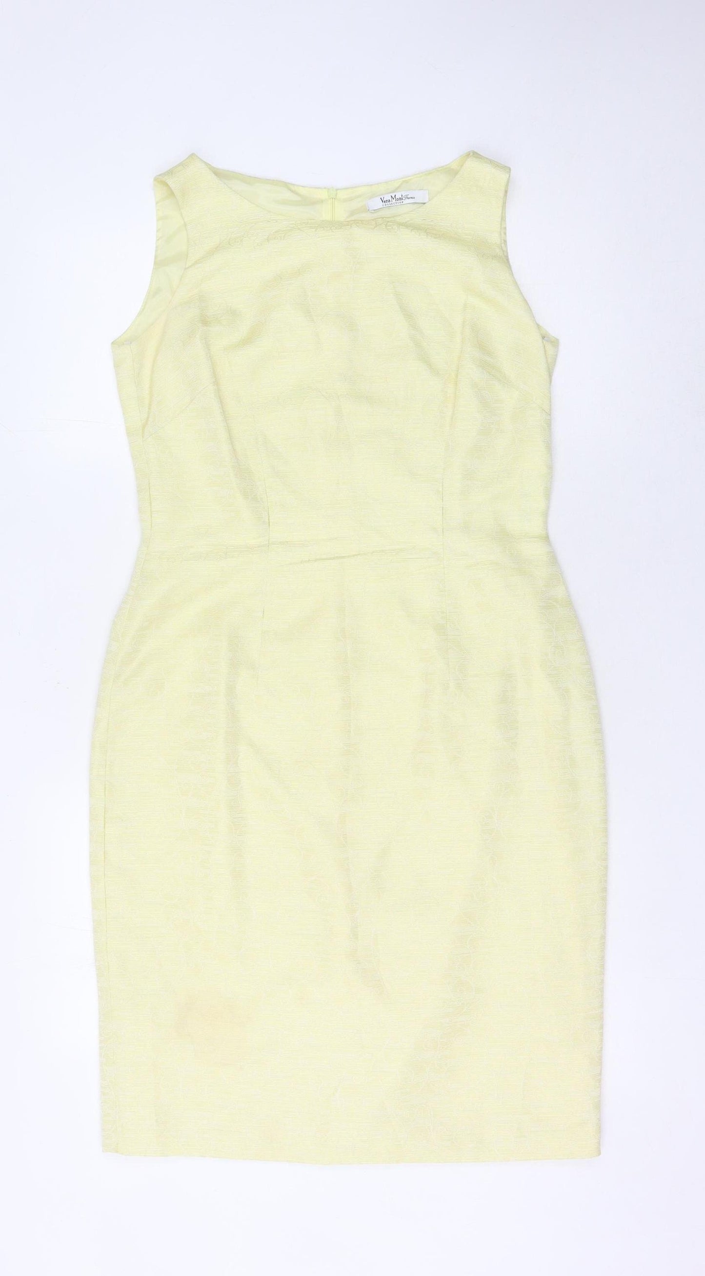 Vera Mont Women's Yellow Sheath Dress, Size 12, Formal
