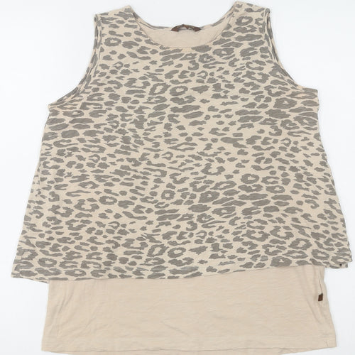 LaNaturelle Women's Beige Animal Print Tank Top M