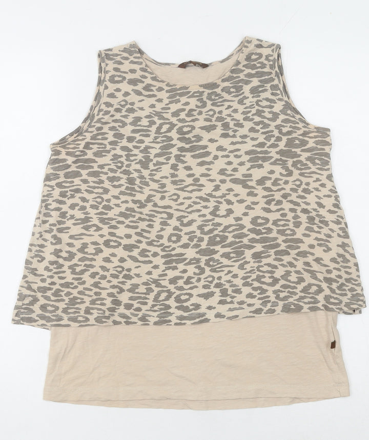 LaNaturelle Women's Beige Animal Print Tank Top M