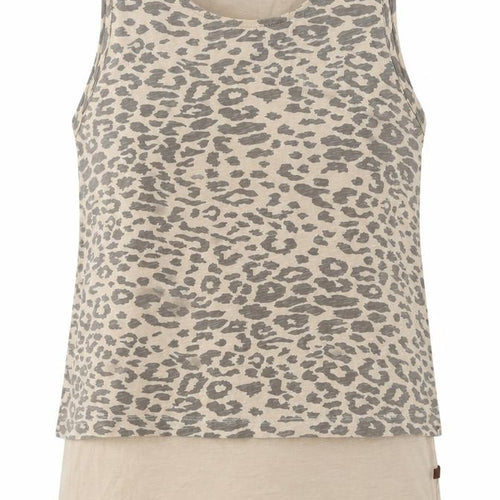 LaNaturelle Women's Beige Animal Print Tank Top M